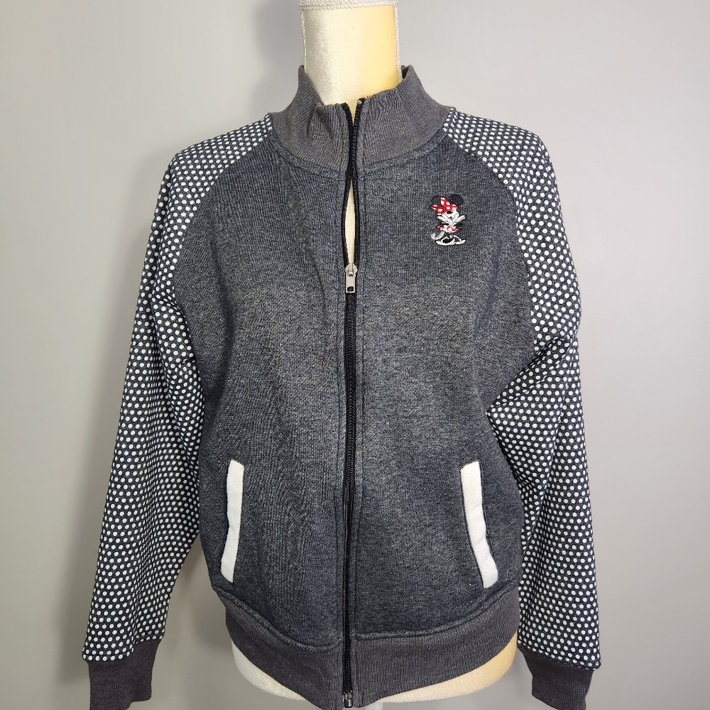 Disney Parks Minnie Mouse Fleece Jacket Size L Fleece Gray vacay - Picture 10 of 10